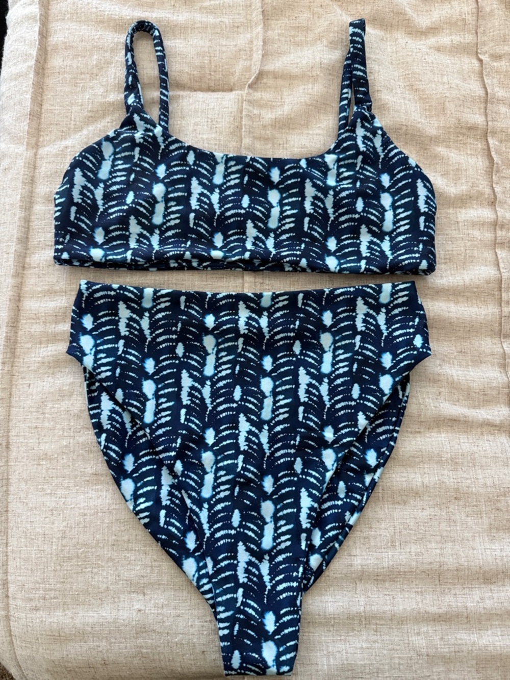 Skatie Navy and Light Blue Patterned Two-Piece Bikini